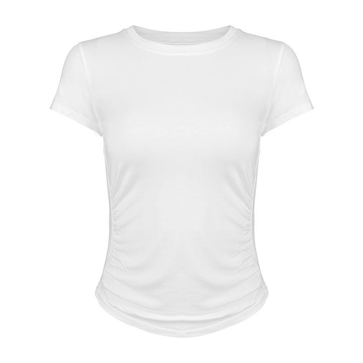 Dame fritids-T-shirt med raffineret rynkeeffekt og elastisk materiale Stilla