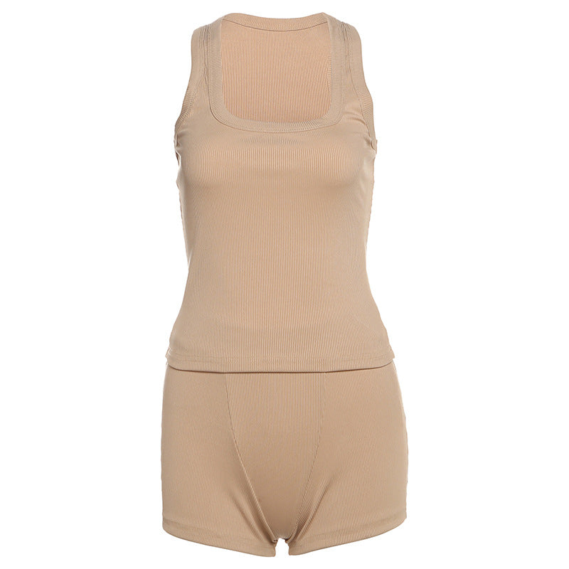 Dame Sporty Loungewear-sæt med ærmeløs top og shorts Skovae