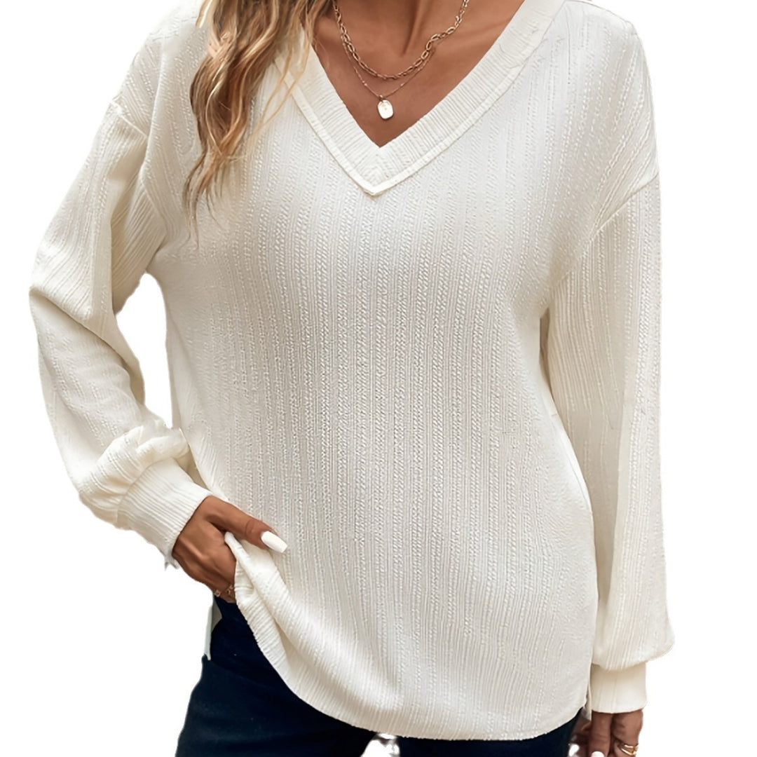 Dame Størrelse V-Udskæring Sweater Stilla