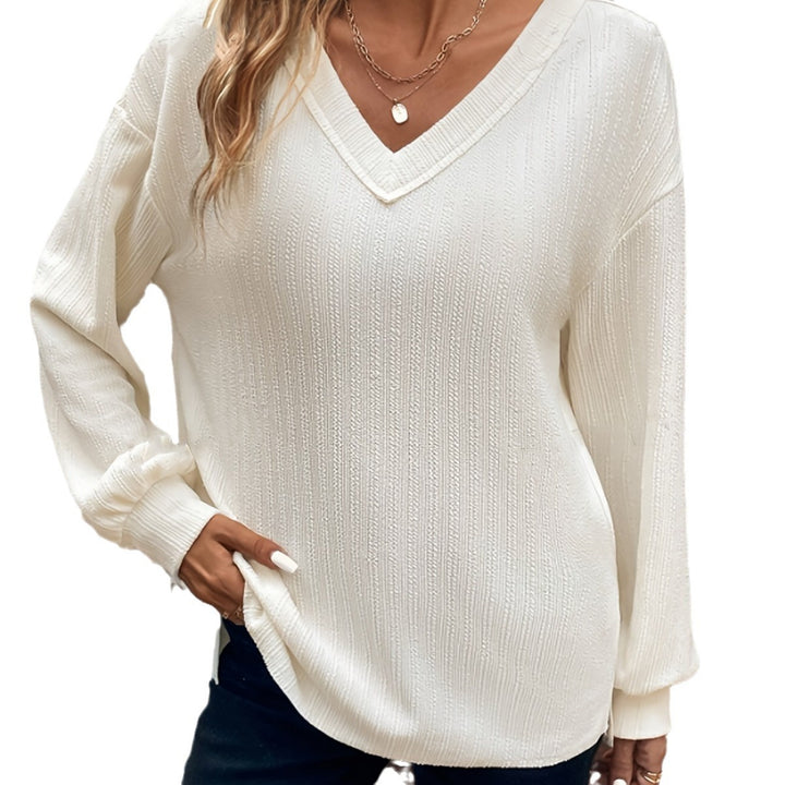 Dame Størrelse V-Udskæring Sweater Stilla