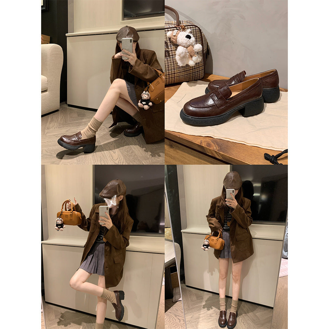 Dame Chunky Platform Loafers med dekorativ rem Stilla