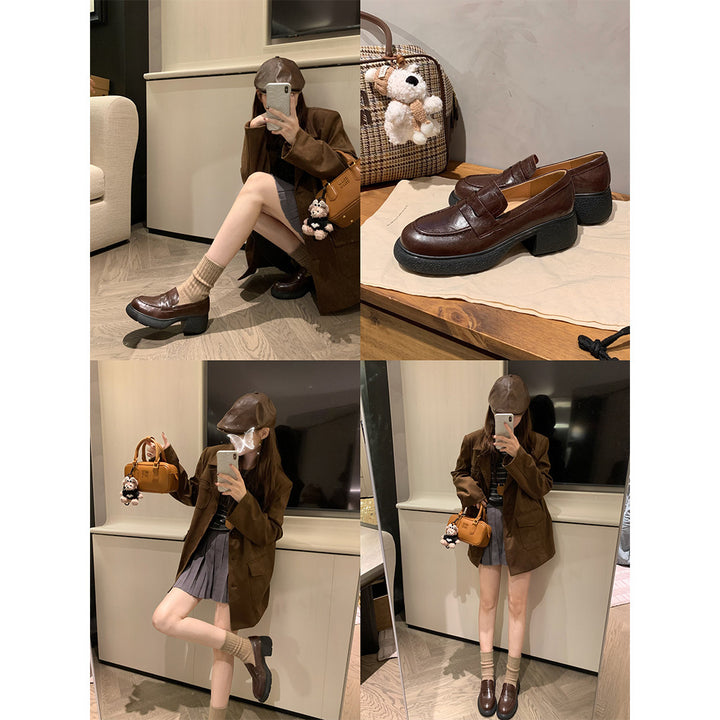 Dame Chunky Platform Loafers med dekorativ rem Stilla