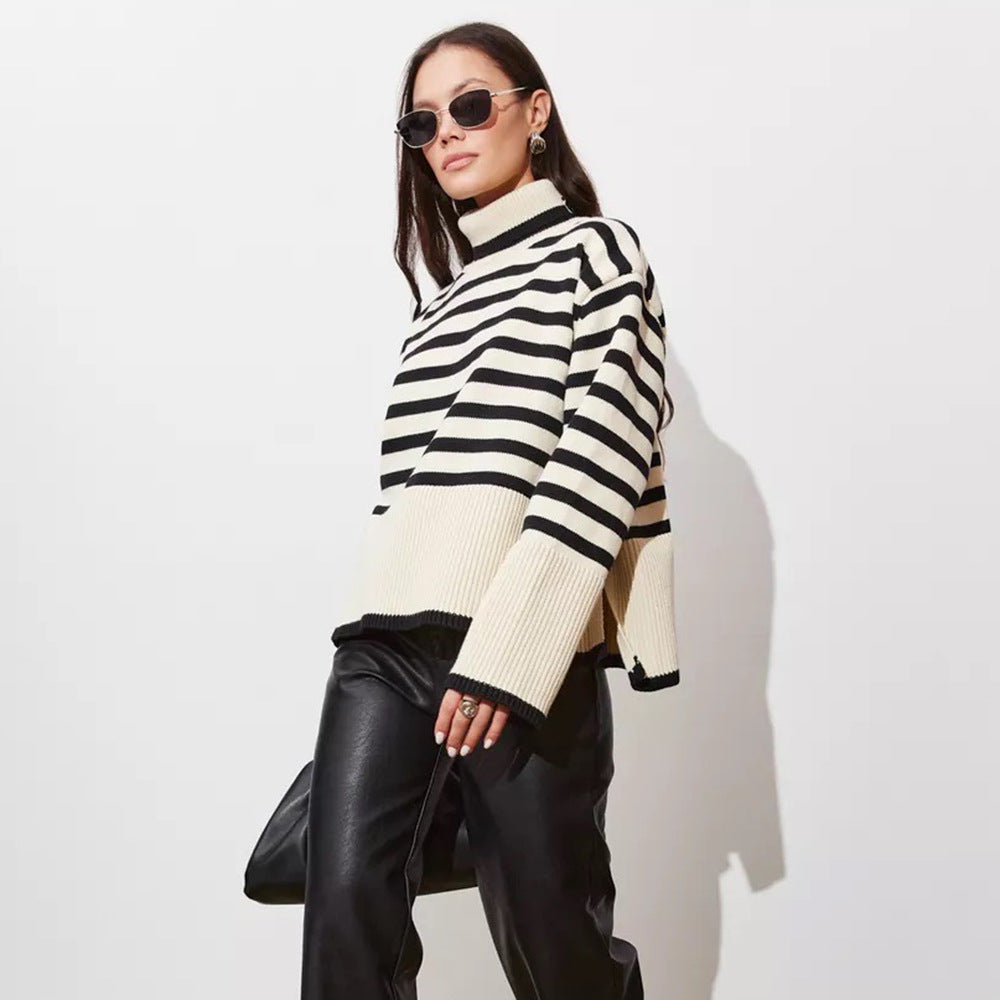 Femme Stribet Overdimensioneret Strikpullover Stilla