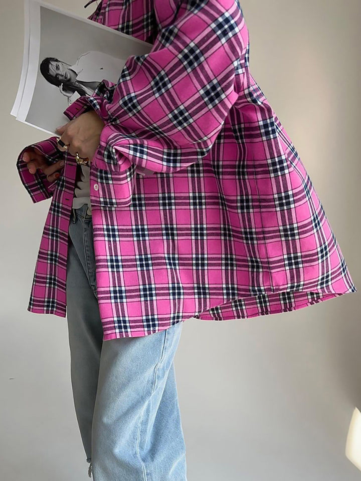 Dametern Karomønstret Oversized Skjorte Stilla