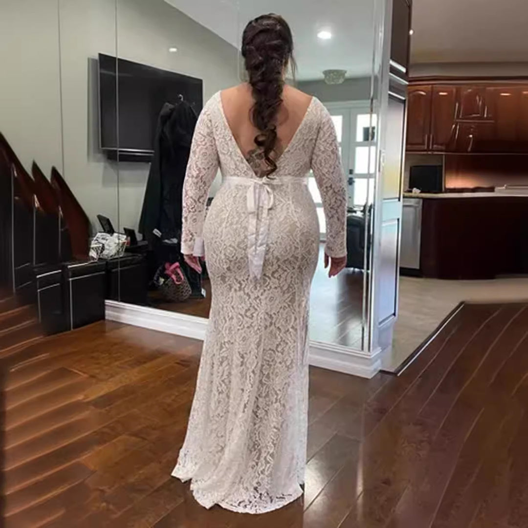 Dame Elegant Spids Bryllupskjole Stilla