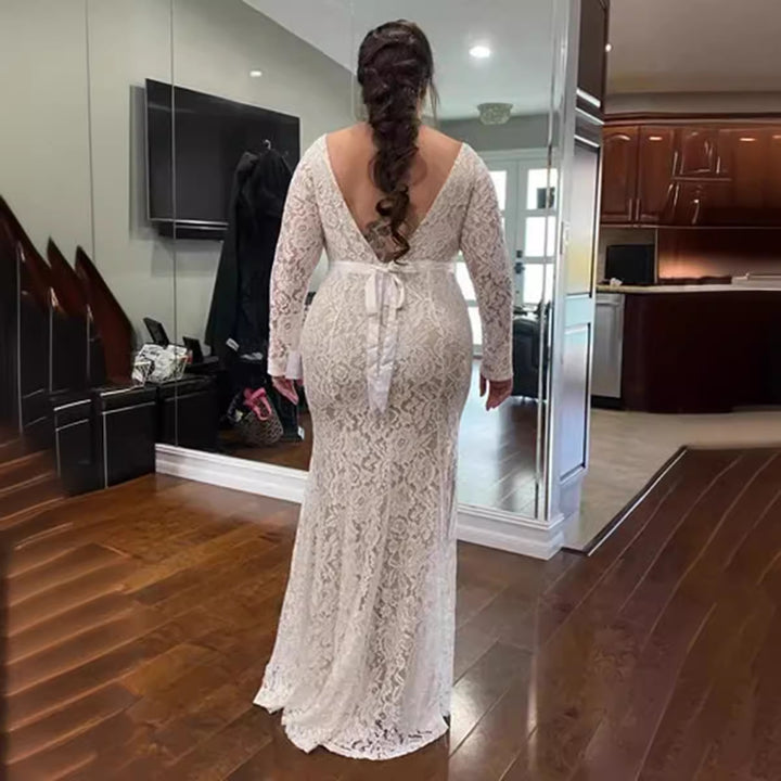 Dame Elegant Spids Bryllupskjole Stilla