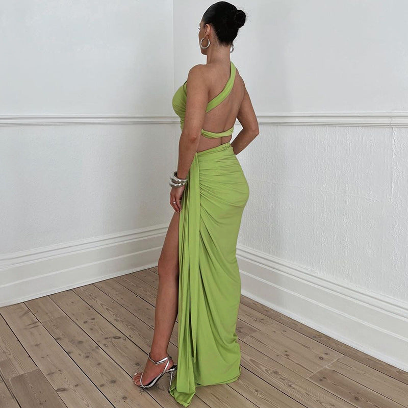 Dame Elegant svømmekjole med asymmetrisk stropdesign og figursmigrerende drapering Stilla