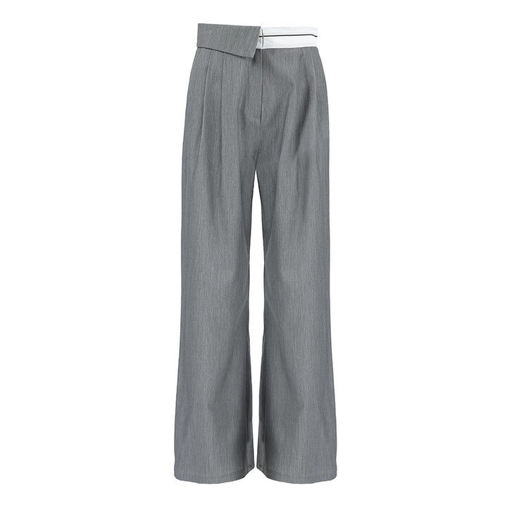 Dame elegant fold-bukser med høj talje og bred ben Stilla