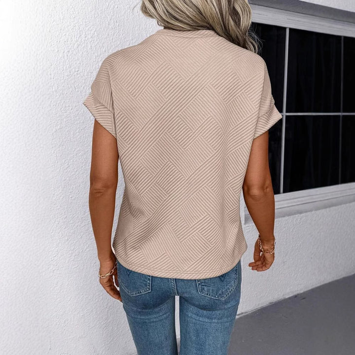 Damer Struktureret Kortærmet T-shirt med moderigtigt Design Stilla