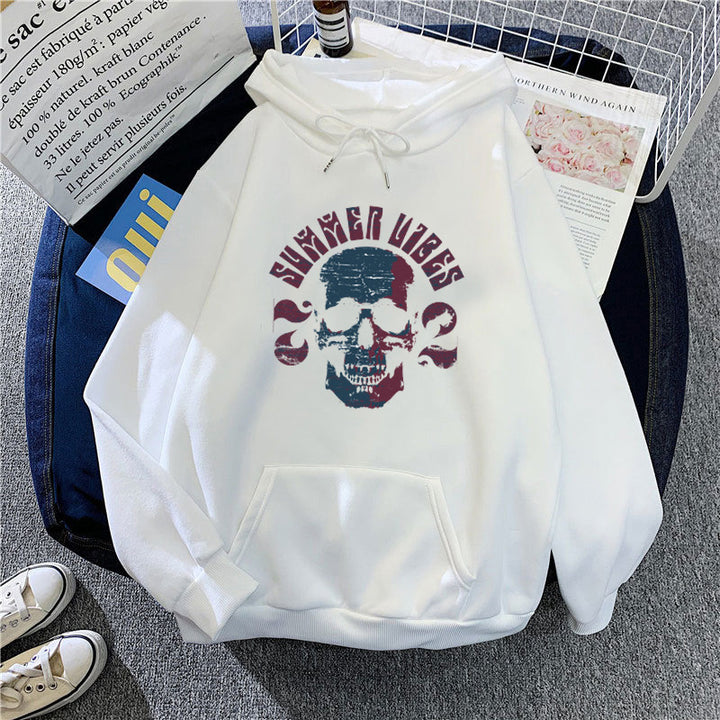 Kvindernes hoodie med kunstnerisk skeletdesign Skovae