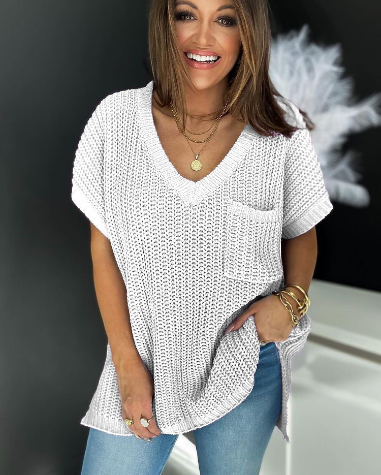 Stilla | Kortærmet V-hals Mesh Løs T-shirt Top