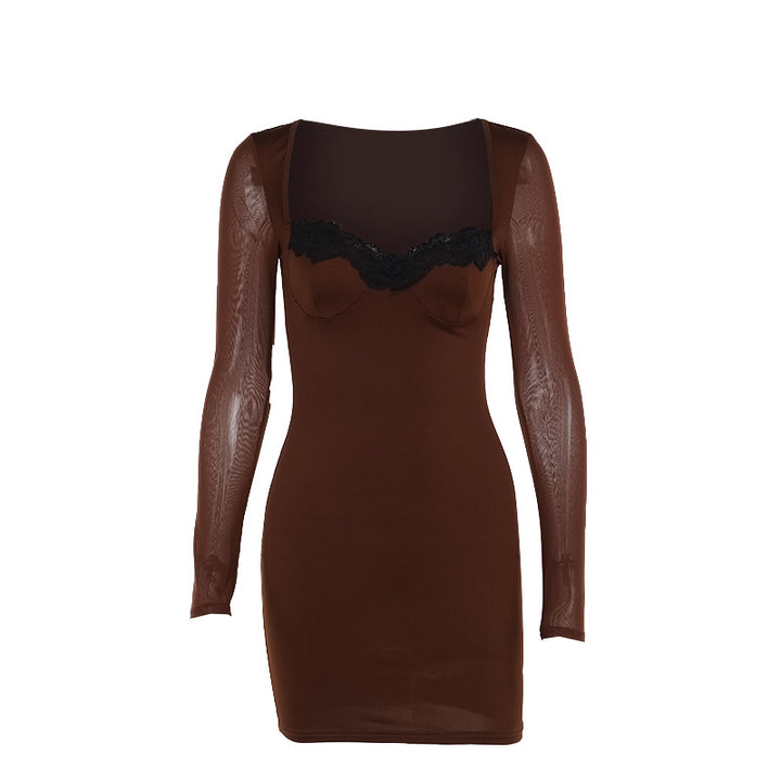 Dame Rynk Langærmet Bodycon Kjole Stilla