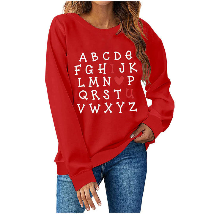 Dame sweatshirt med kreativt alfabet-design Stilla