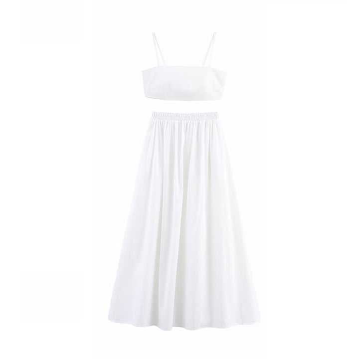 Femme Gingham Cropped Top og Maxi Nederdel Sæt Stilla