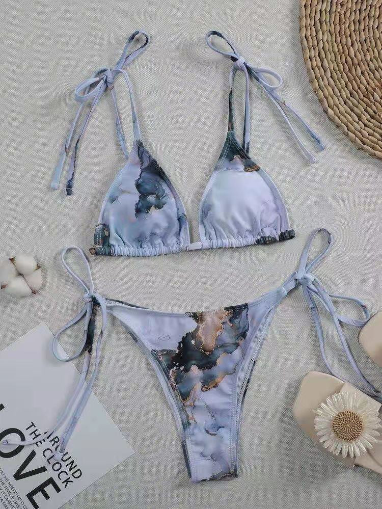 Dame Asymmetrisk Bikini-sæt med knyttet top Skovae