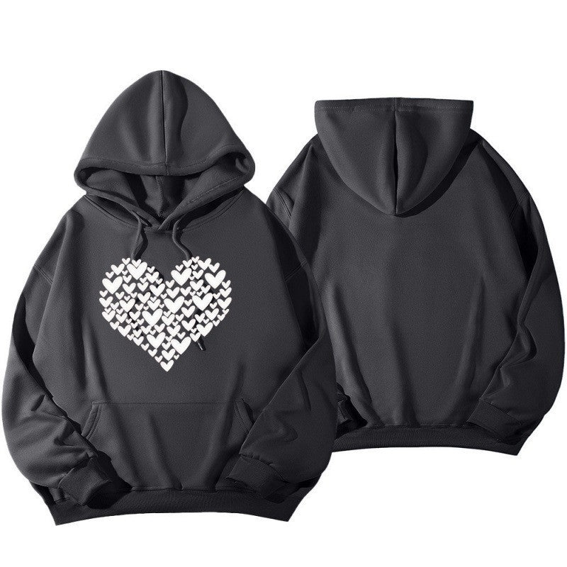 Kvinders hætte Sweatshirt med stort hjerte design Skovae