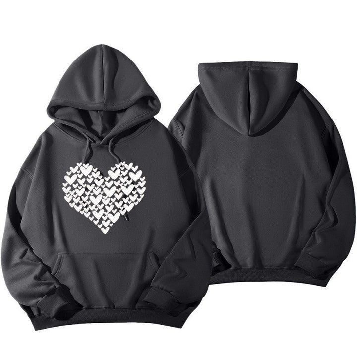 Kvinders hætte Sweatshirt med stort hjerte design Skovae