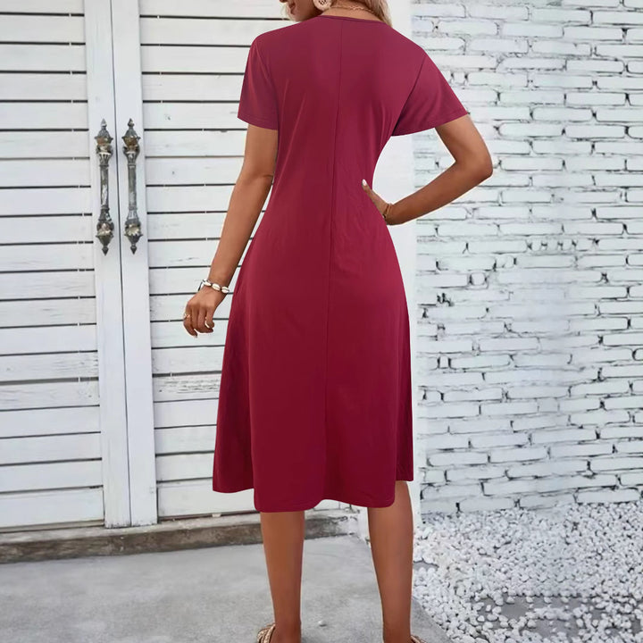 Dame Elegant Drejet Knoten Midi Kjole Stilla
