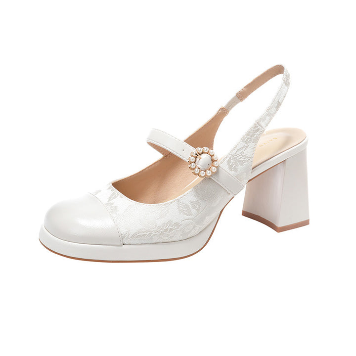 Femme Slingback Blokhælpssko med Perleaccent Stilla