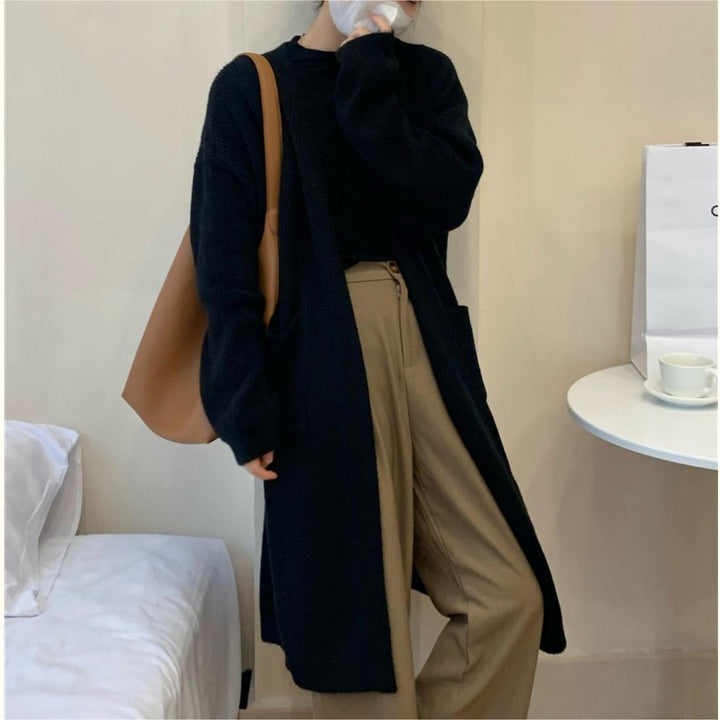 Dame chunky strikket cardigan med lommer og trendy snit Stilla