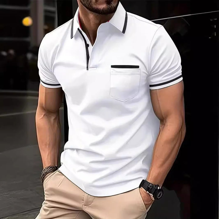 Herre poloshirt med kontrasterende detaljer og praktisk brystlomme Stilla