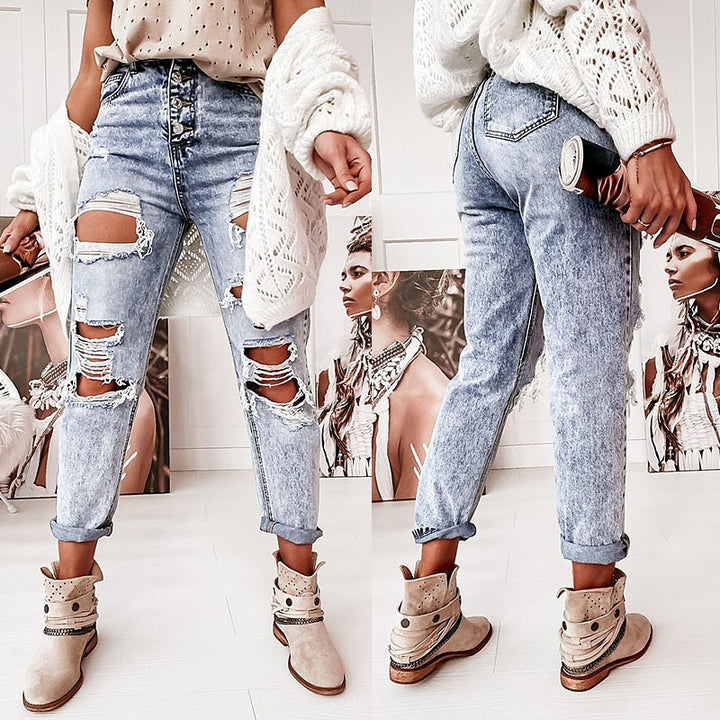 Dame Revnet Denim Jeans Stilla