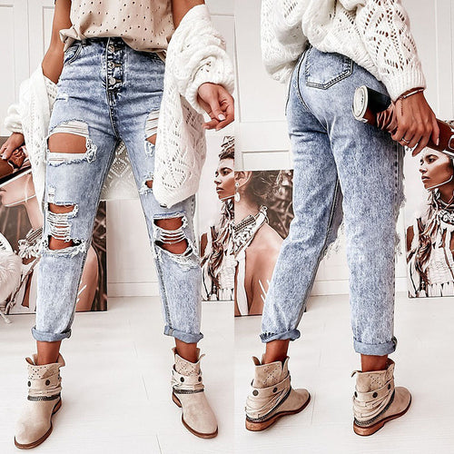 Dame Revnet Denim Jeans Stilla