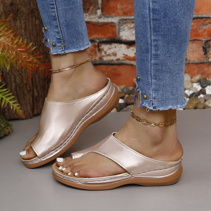 Dame Komfortable Tåsplit Sandaler med ergonomisk Såle Stilla
