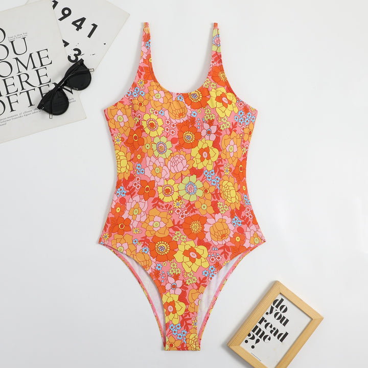 Dame blomster mønster højt skåret enhed badesuit Stilla1750243342
