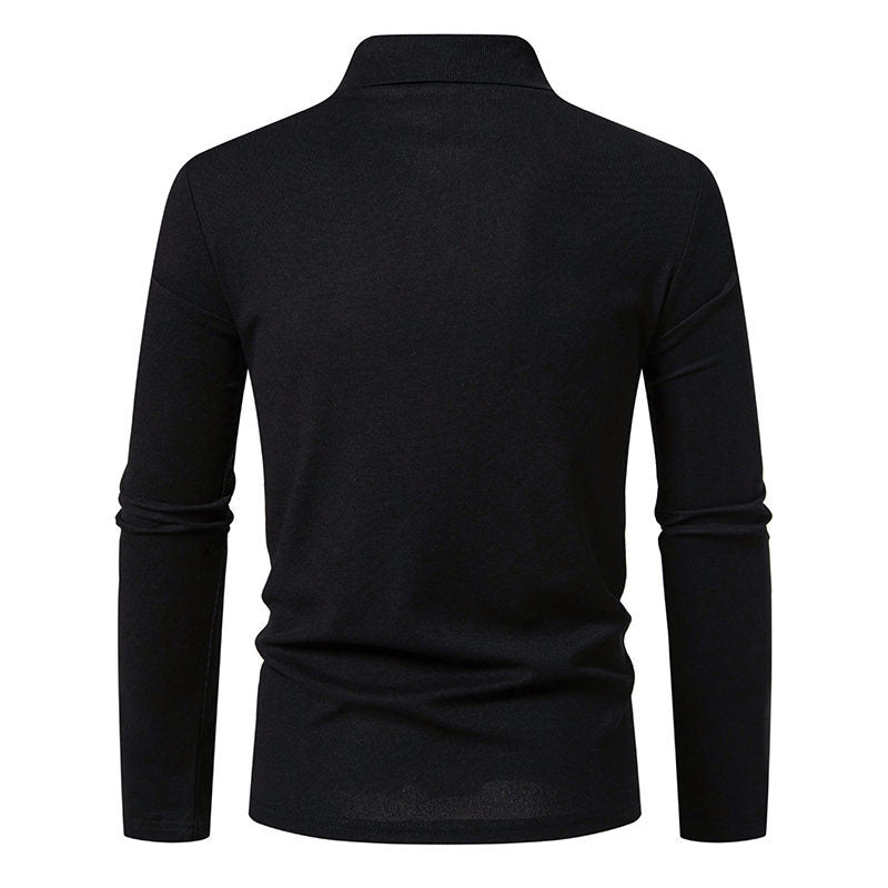 Herre Langærmet Polo T-shirt med unik mønstret krave Stilla