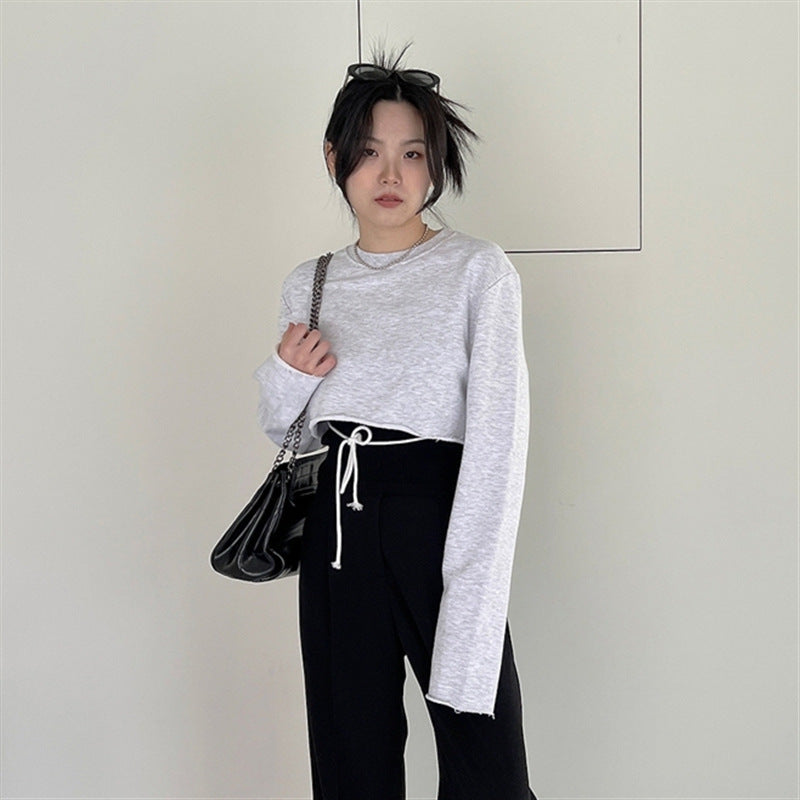 Kvinders afslappede cropped sweatshirt med justerbar snor Stilla
