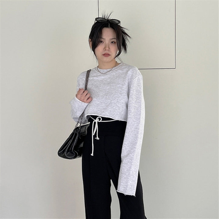 Kvinders afslappede cropped sweatshirt med justerbar snor Stilla
