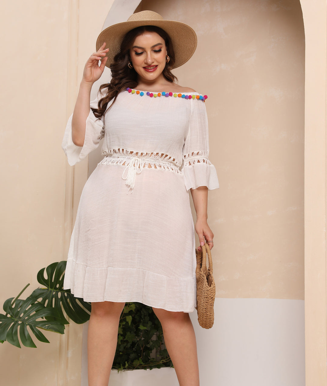 Damer Off-Shoulder Cut-Out Strandkjole Stilla