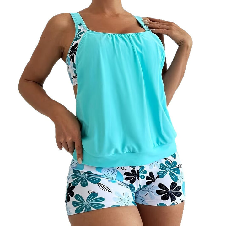 Dame sport tankini med fashionabelt blomstrende snit og komfortable shorts Stilla