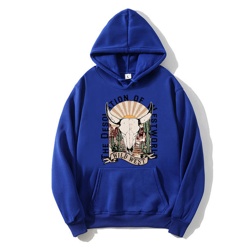 Dame hoodie med nostalgisk Wild West design Skovae