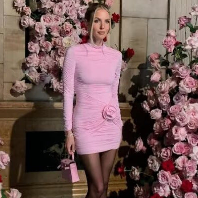 Dame Rynk Høj Hals Bluse med Floral Accent Stilla