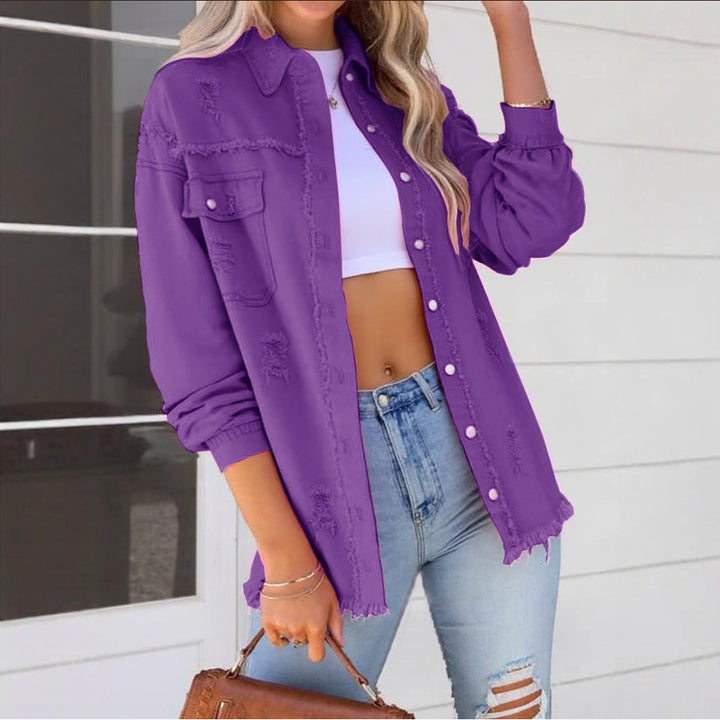 Dame mode Overshirt med ødelagte detaljer Stilla