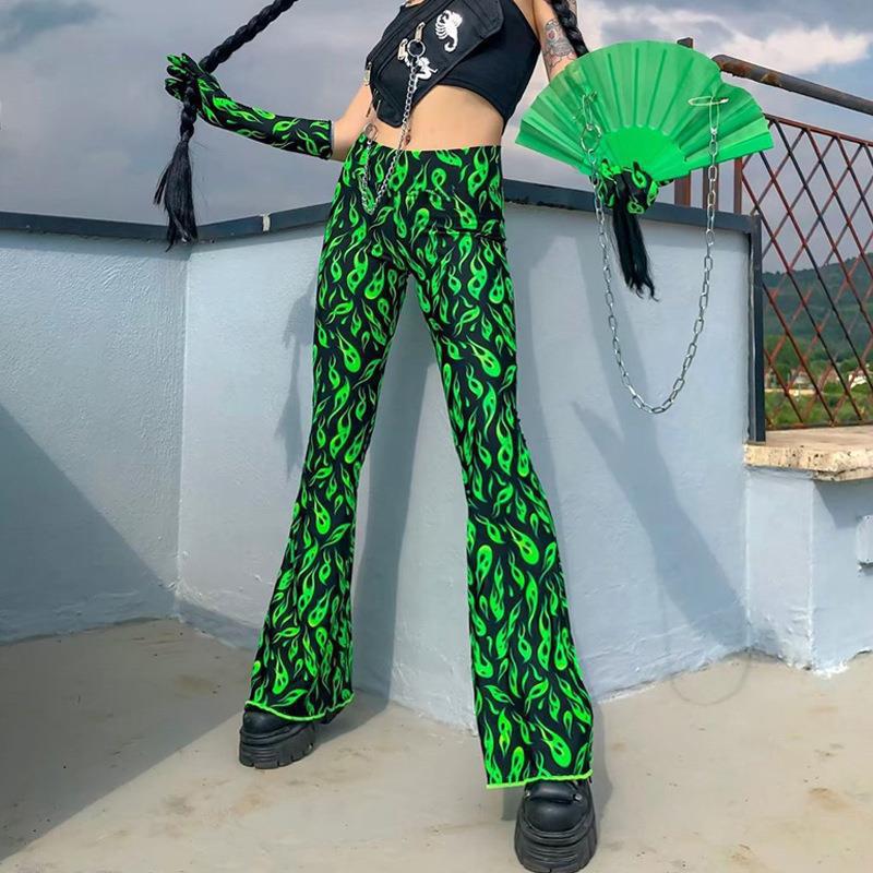 Dame flared jeans med unikt alien-mønster og højt siddende design Stilla