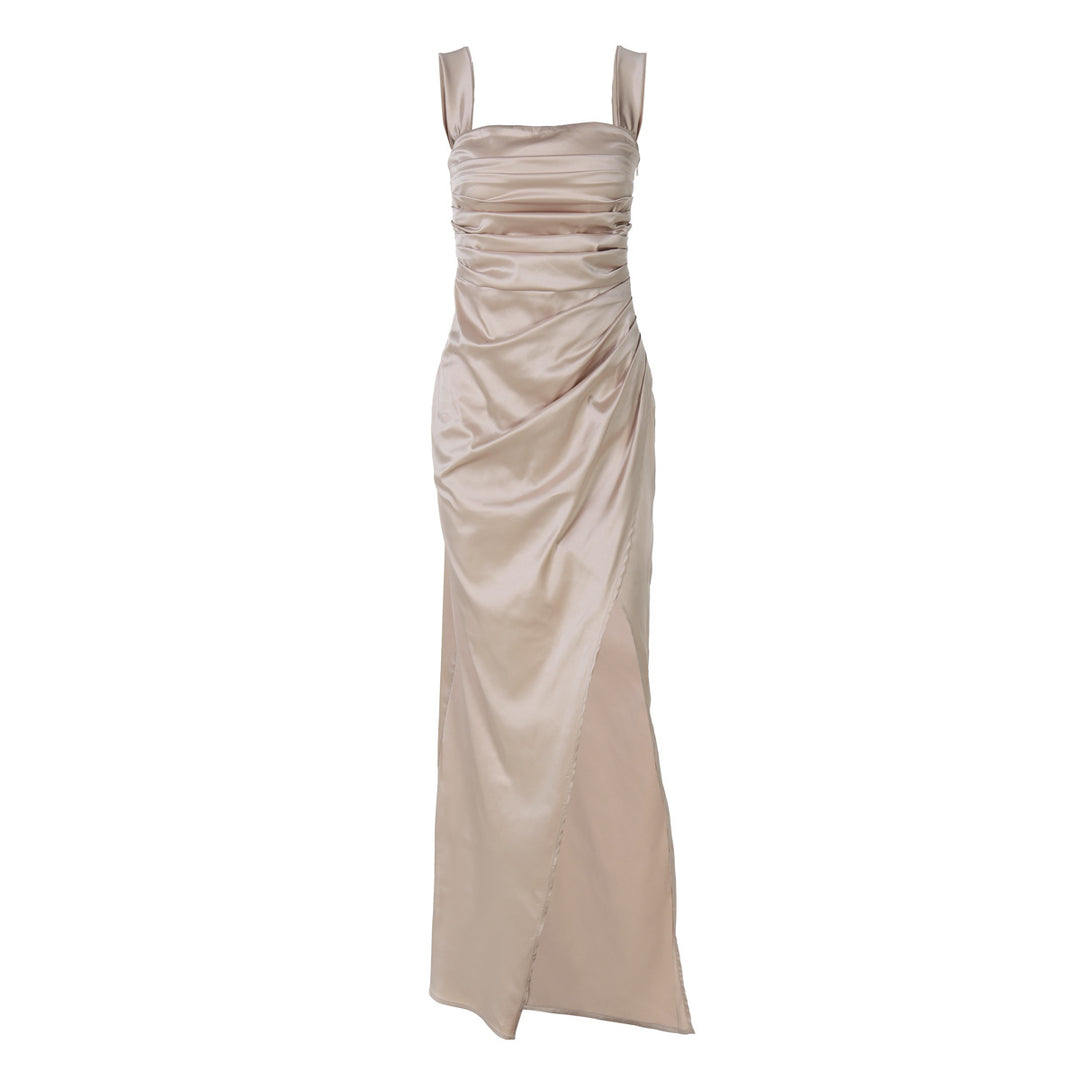Dame Elegant maxikjole med off-shoulder snit og draperinger