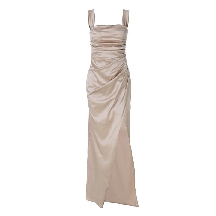 Dame Elegant maxikjole med off-shoulder snit og draperinger