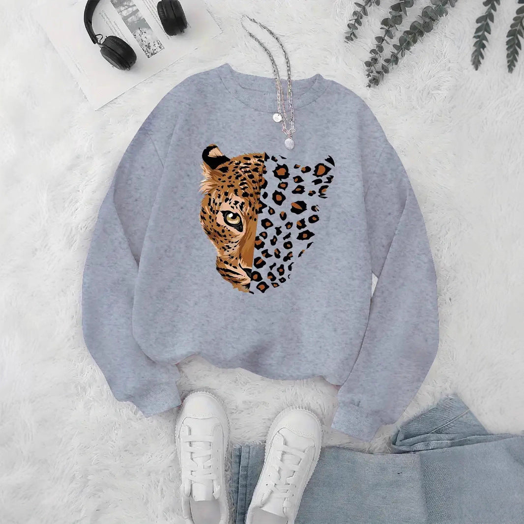 Kvinders sweatshirt med leopardmotiver Stilla