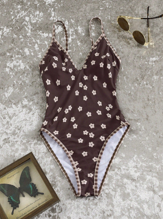 Dame one-piece badedragt med blomstermønster Skovae
