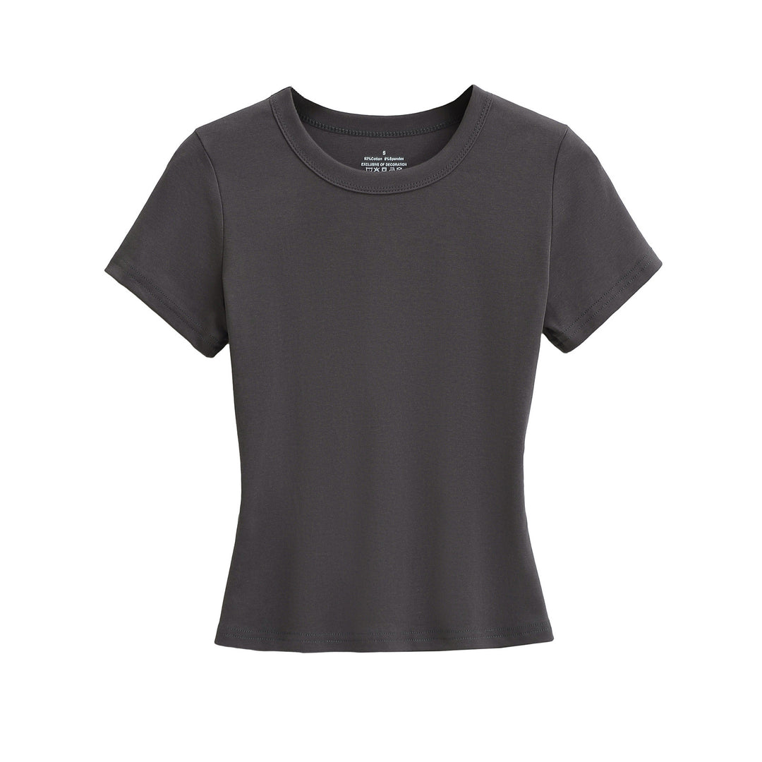 Dame klassisk Basic-T-shirt med elastisk bomuldsblanding og tætsiddende snit Stilla