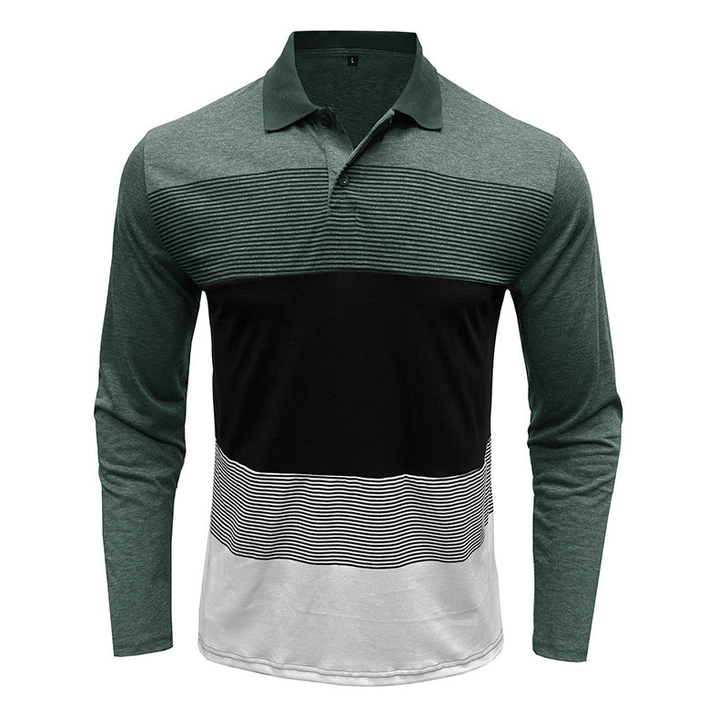 Herrer Langærmet Poloshirt med moderne stribemønster og komfortabel pasform Stilla