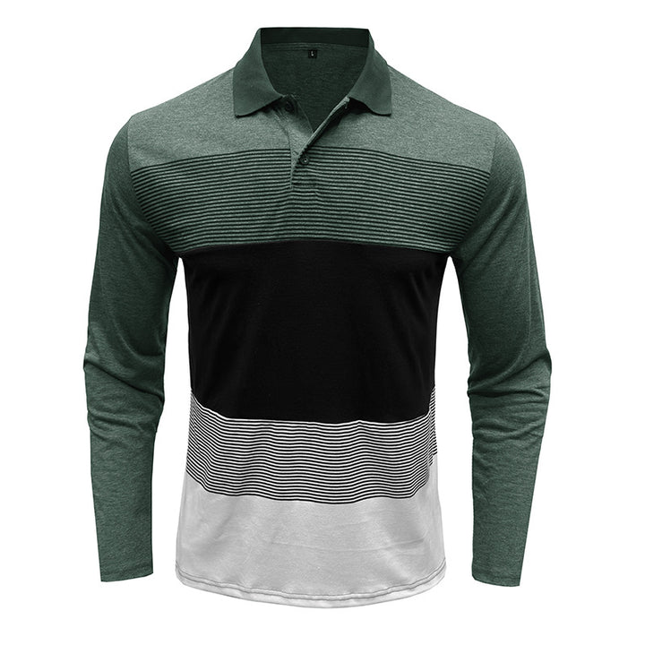 Herrer Langærmet Poloshirt med moderne stribemønster og komfortabel pasform Stilla