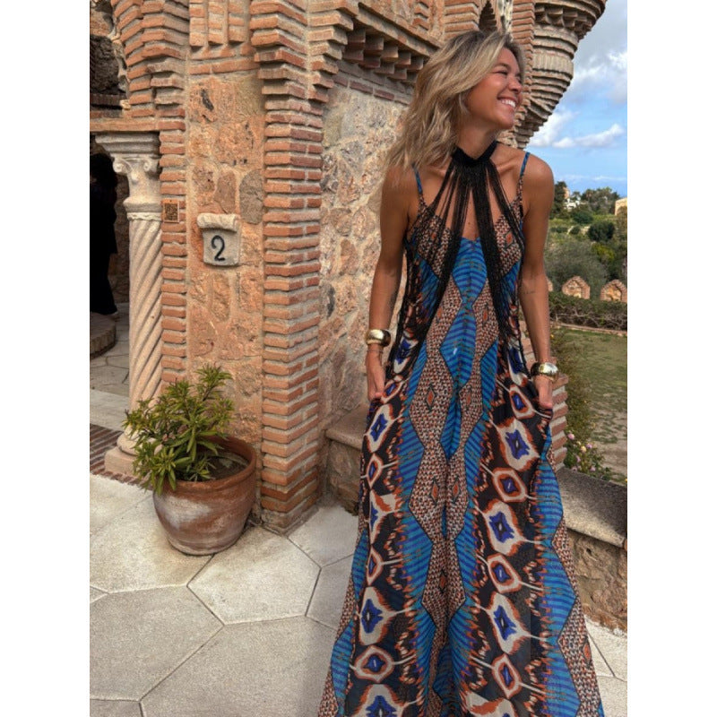 Dame Halterneck Bohemian Maxikjole Stilla