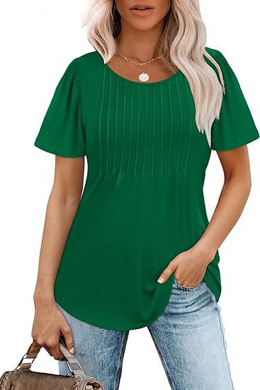 Dame T-shirt med feminin pufærmer og fine folder Stilla