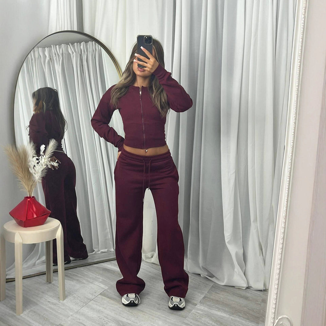 Kvinders cropped hoodie og afslappet joggers sæt Skovae