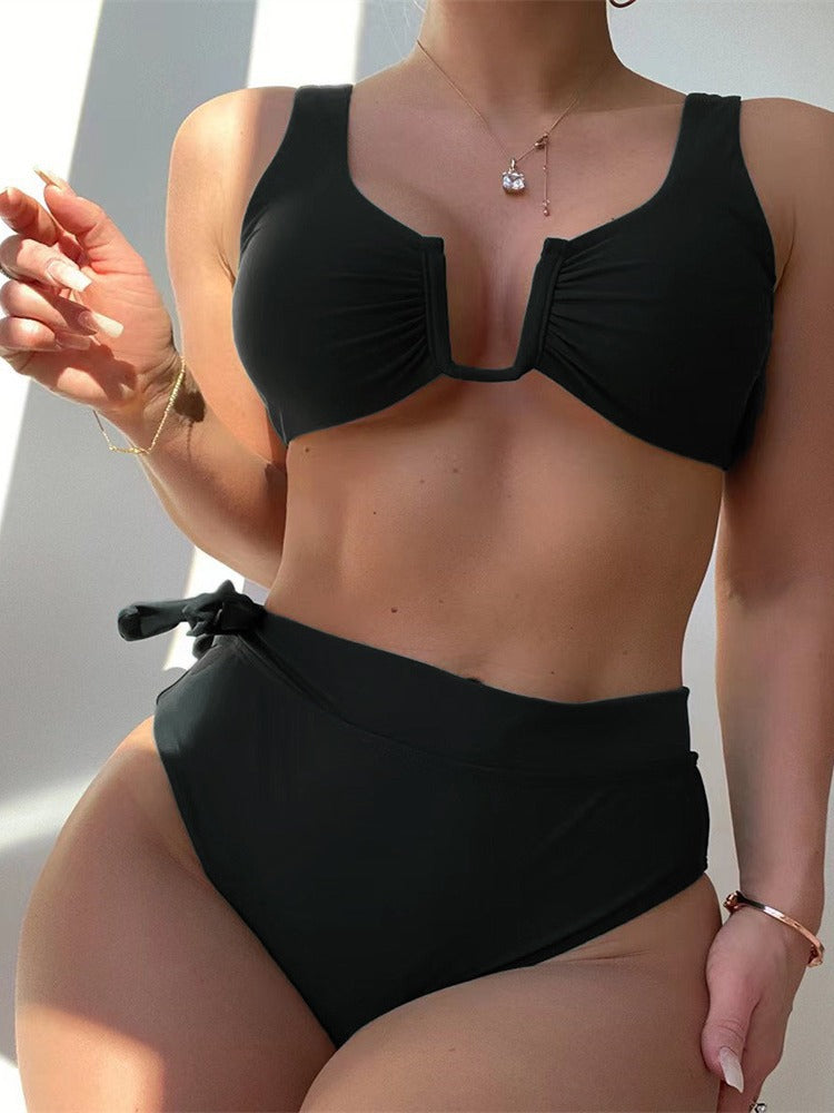 Dame Høj Talje Bade Bikini Sæt med justerbar Bindingsdetalje Stilla
