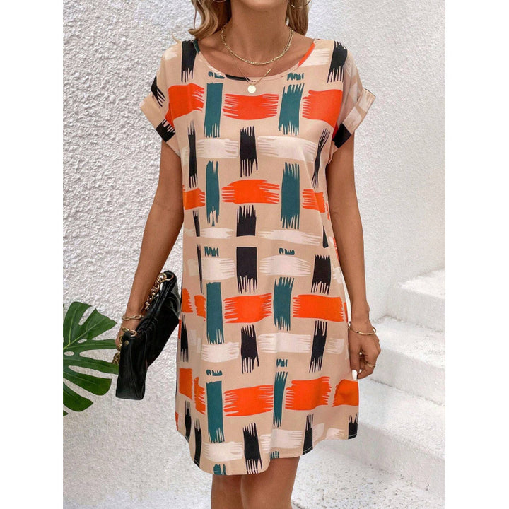 Femme Elegante Shift Kjole med abstrakt penselstræk Design Stilla